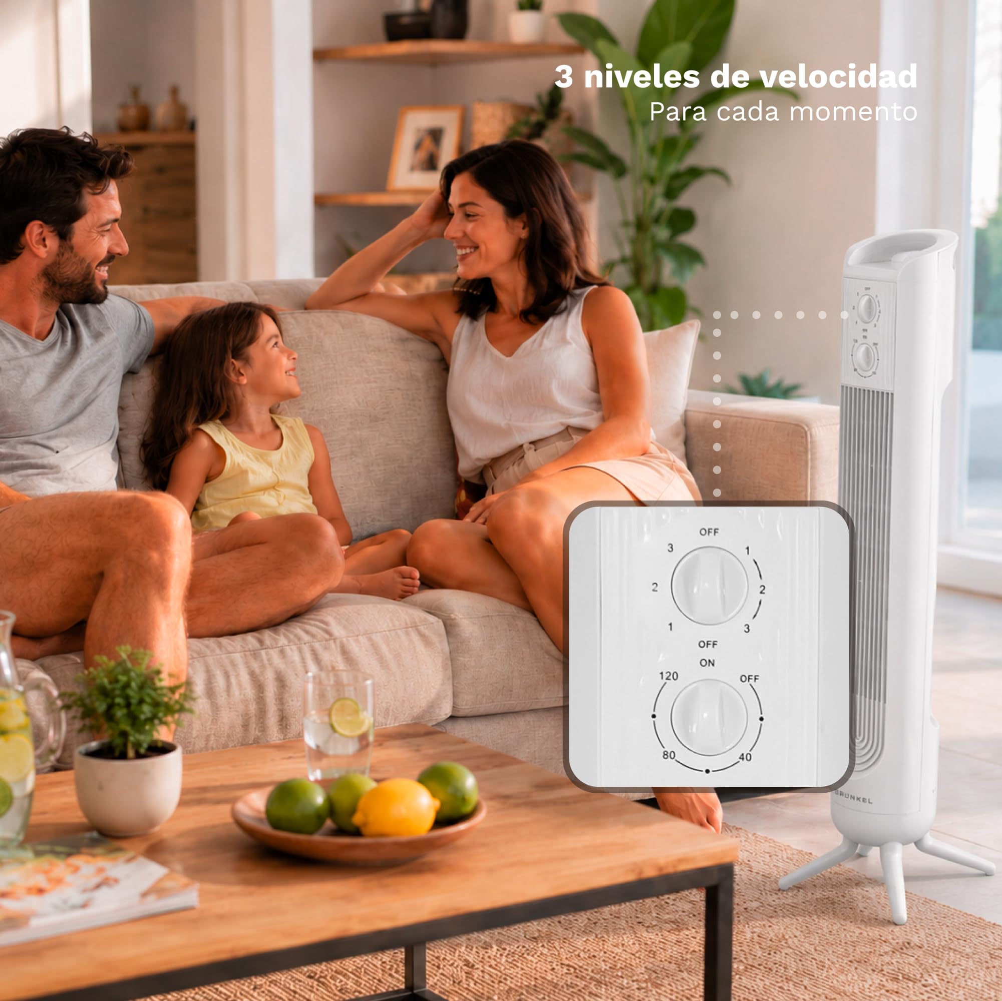 GRUNKEL Torre de ventilación de 81cm 3 velocidades TF-324LBL y 45W blanco - imagen 9