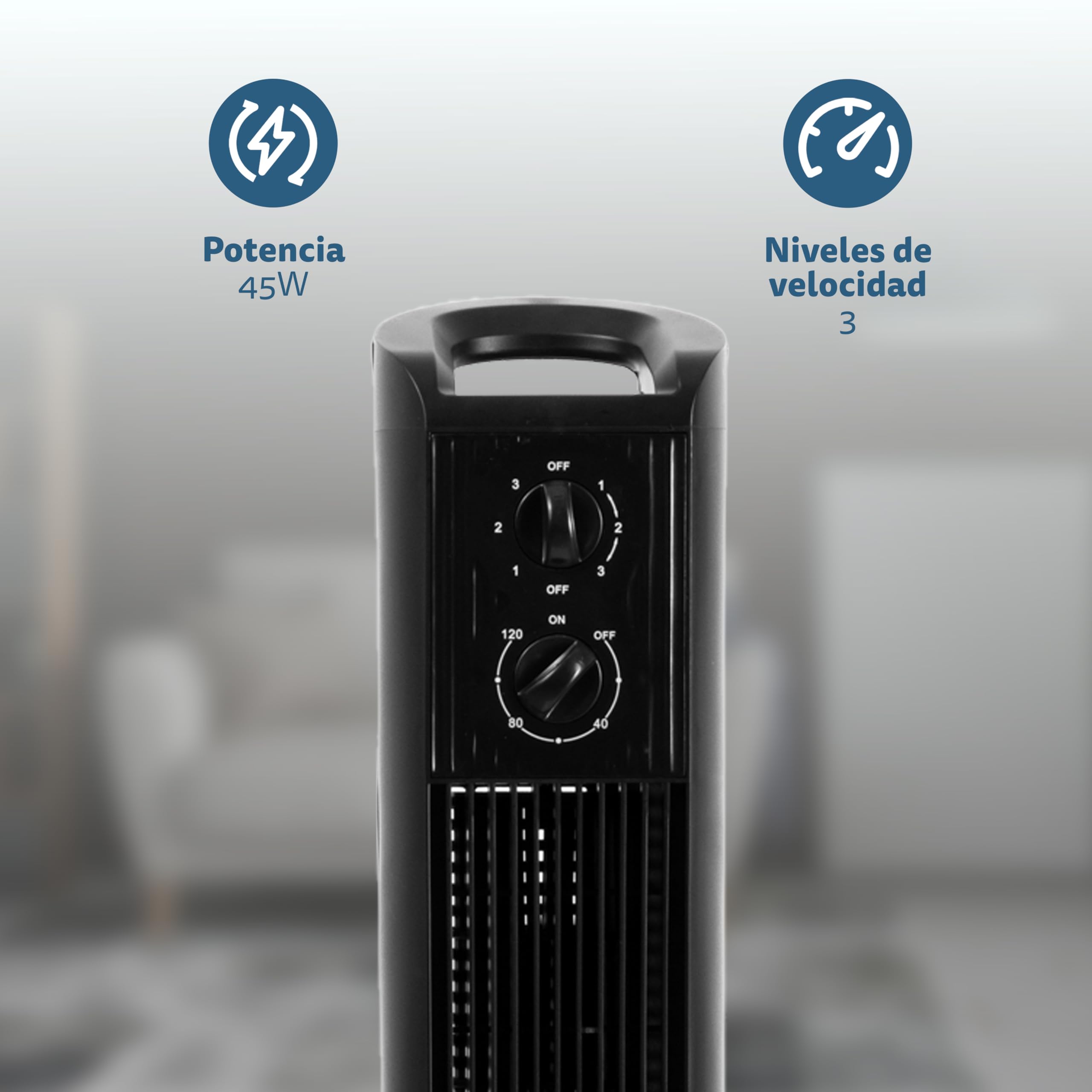 GRUNKEL Torre de ventilación de 81cm 3 velocidades TF-324LNG y 45W negro - imagen 4