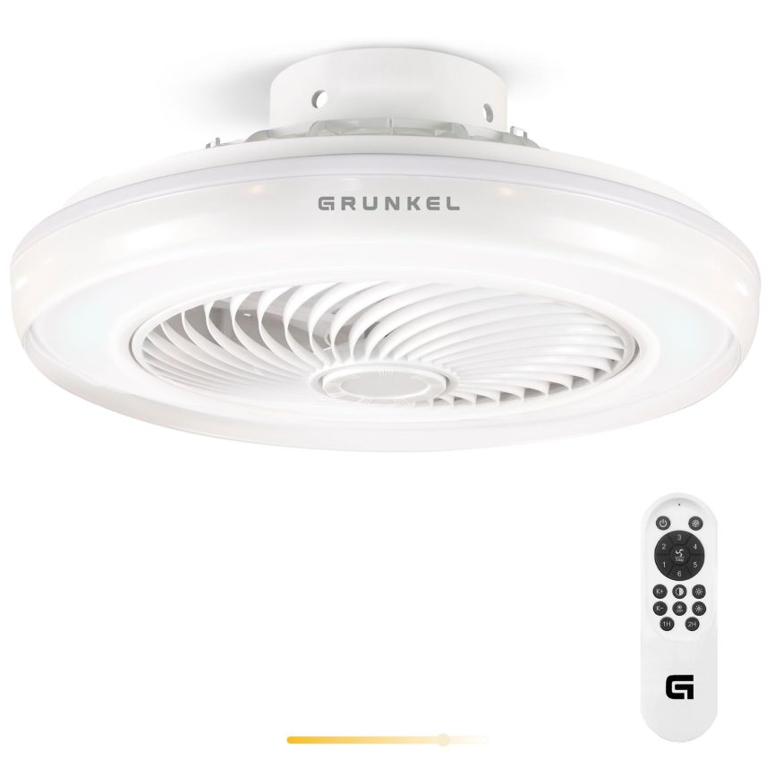 GRUNKEL Ventilador de techo SKYWIND-20B – 20 Pulgadas – Luz LED – 7W – Blanco
